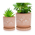 Set of 2 Terracotta Plant Pots 4 Inch 6 Inch, Small Medium Clay Planter Pot, Ceramic Cactus Flower Succulent Pot with