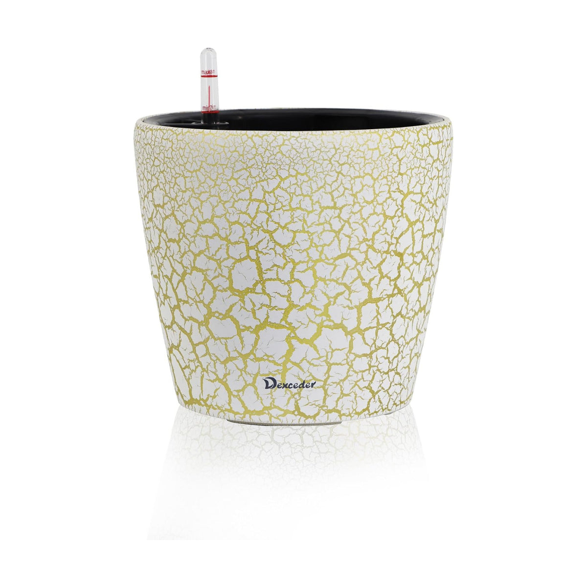 Dexceder 9x8 Self Watering Planter (White Gold Crackle)