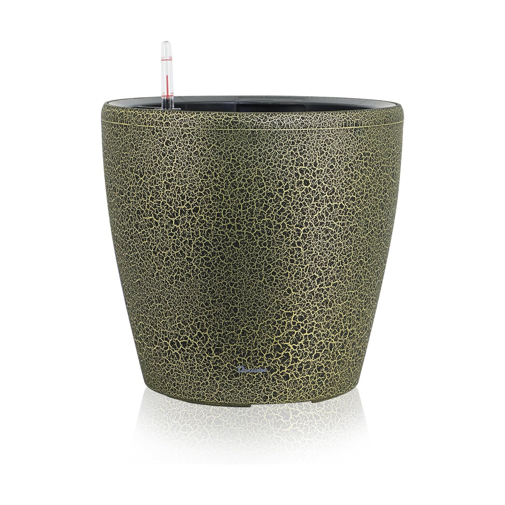 Dexceder 18x17 Self Watering Planter with Wheels (Black Gold Crackle)