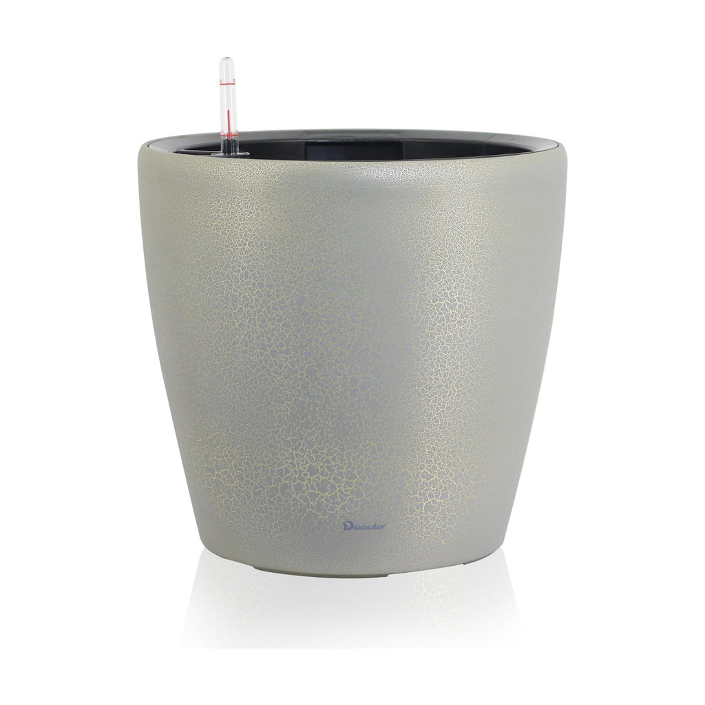 Dexceder 13x12 Self Watering Planter with Wheels (Grey Gold Crackle)