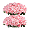 Auihiay 60PCS Pink Roses, Artificial Roses, Fake Roses, Velvet Silk