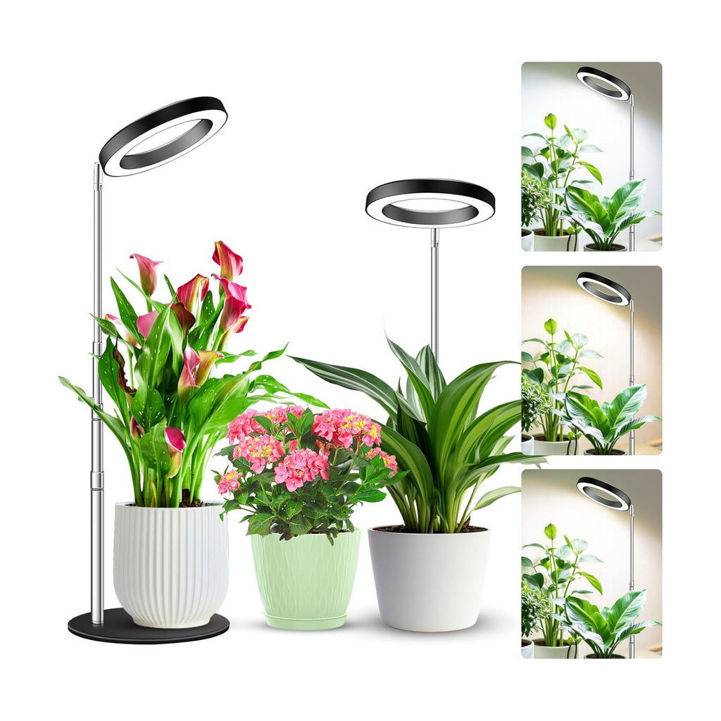 Kullsinss 6.3in Plant Lights for Indoor Growing, 80 LEDs Full Spectrum | Black Desk Plant Light with 2 Mounting