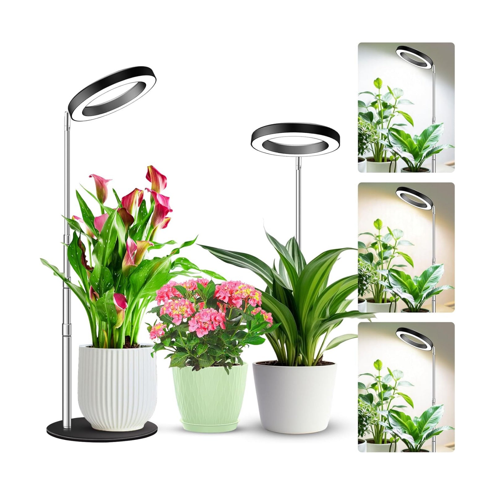 Kullsinss 6.3in Plant Lights for Indoor Growing, 80 LEDs Full Spectrum | Black Desk Plant Light with 2 Mounting