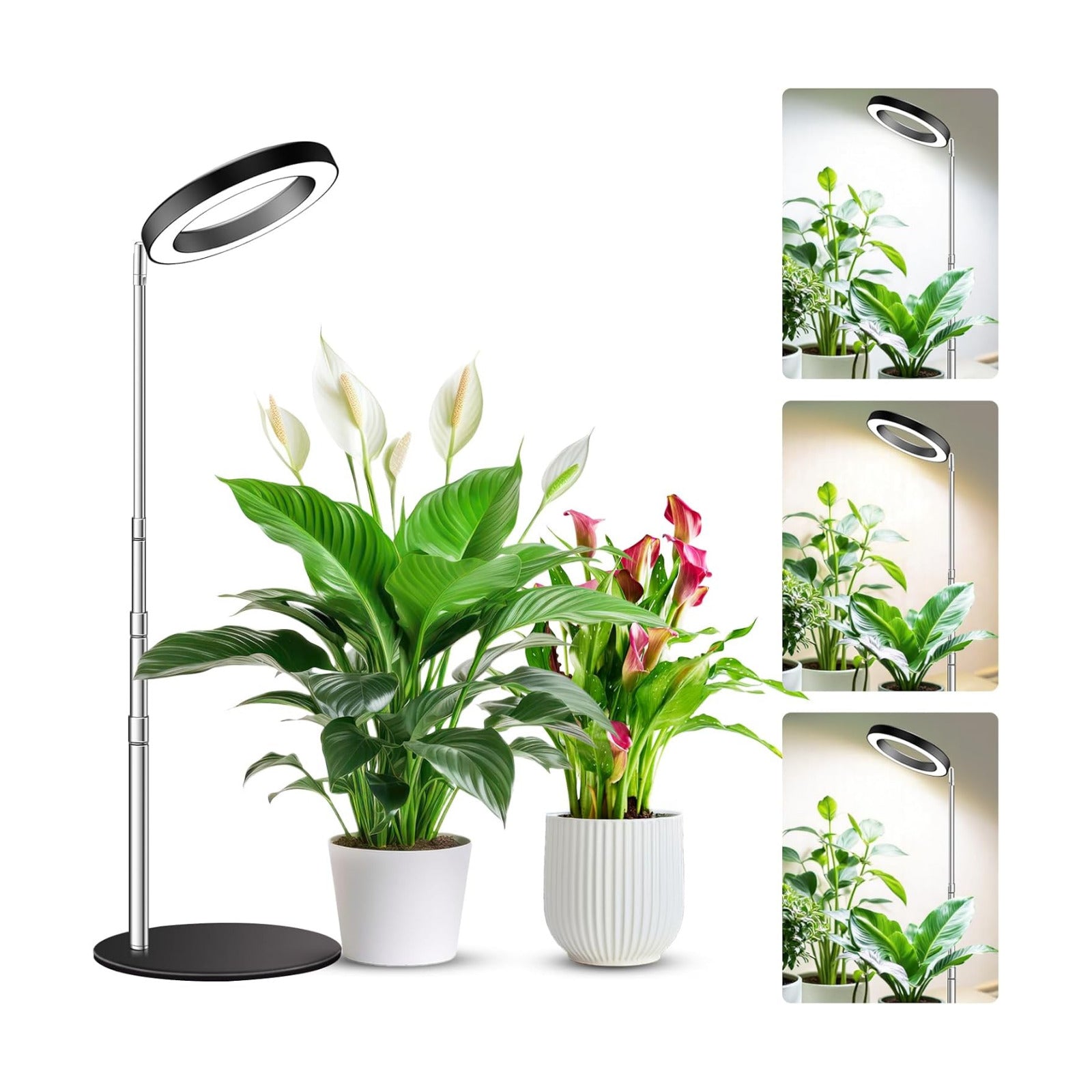 Kullsinss 6.3in Plant Lights for Indoor Growing, 80 LEDs Full Spectrum | Black Desk Plant Light with 2 Mounting