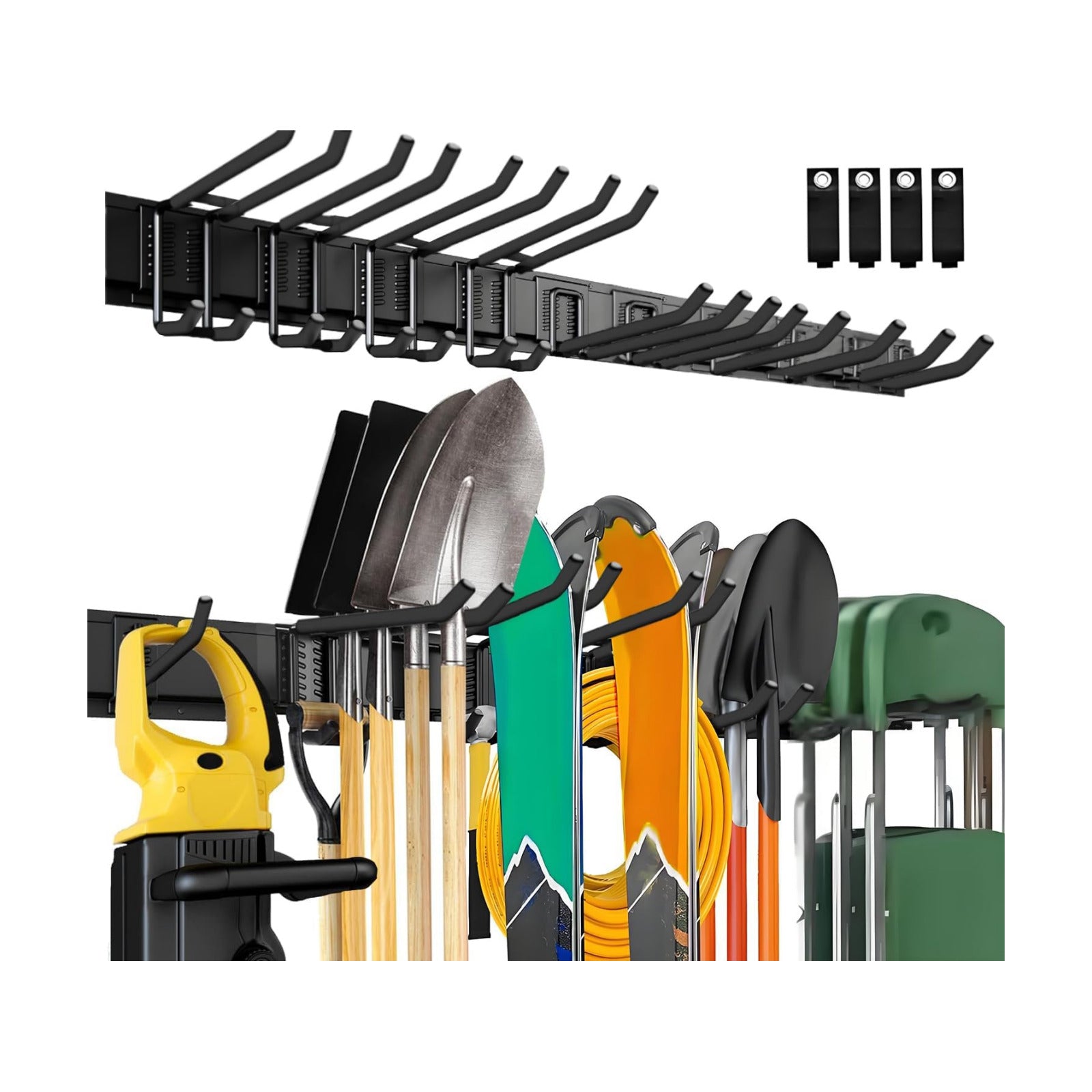 64'' Garage Tool Organizer Wall Mount, 18 PCS Adjustable Garden Tool Hanger Rack, Garage Hooks Heavy Duty, Shovel