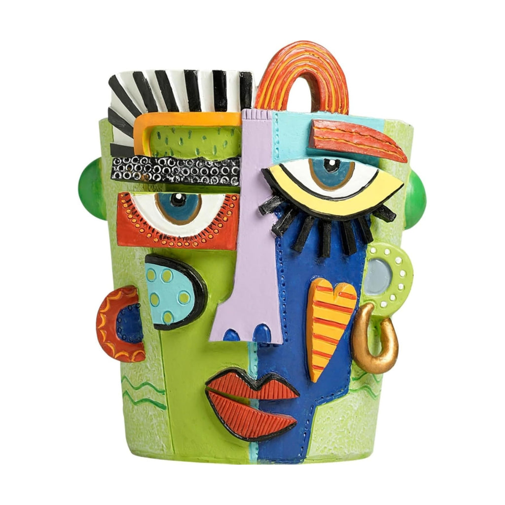 Mint Green Abstract Face Planter Pot/Picasso Flower Pot, Unique Head Planters for Indoor Plants, Abstract Face Decor