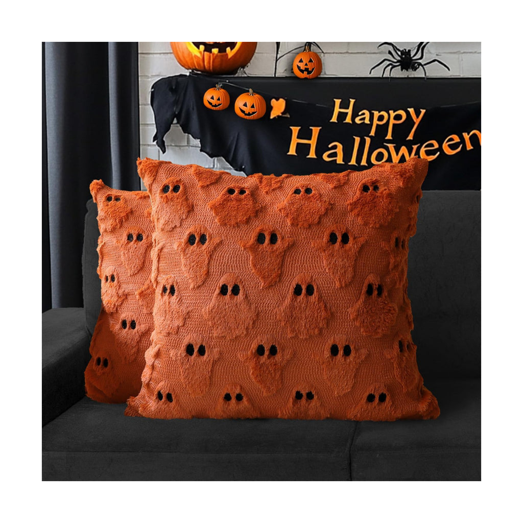 Halloween Pillow Covers 18x18 Set of 2 Rust Red Ghost Farmhouse Home Decor