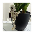 Halloween Skeleton Flowerpot Decoration, Weather Resistant Resin Garden Statue (Black Cup)