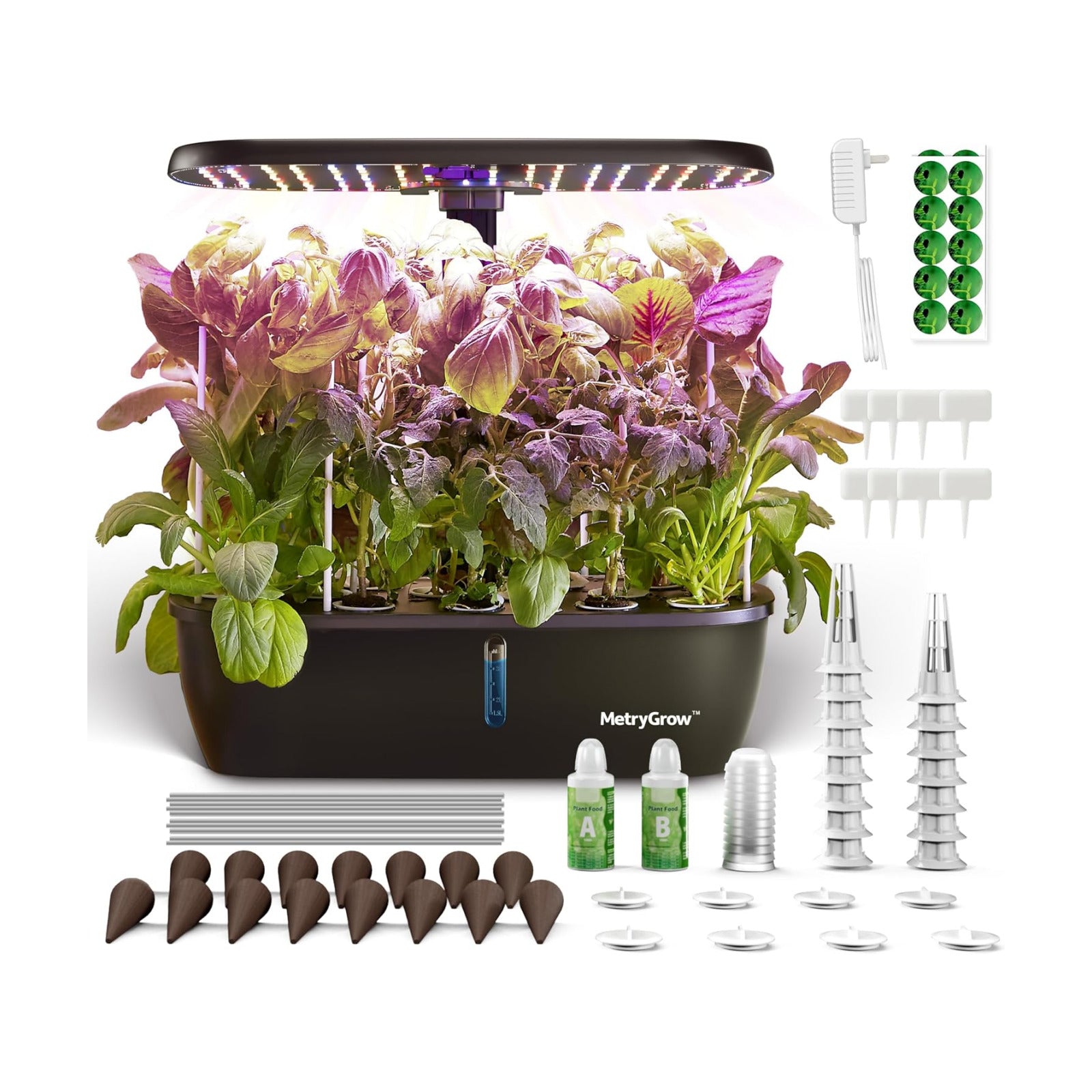MG-15 Hydroponic Growing System Kits, Smart Indoor Garden with 24W Grow LED Light Full Spectrum, 15 Pods Herb Garden