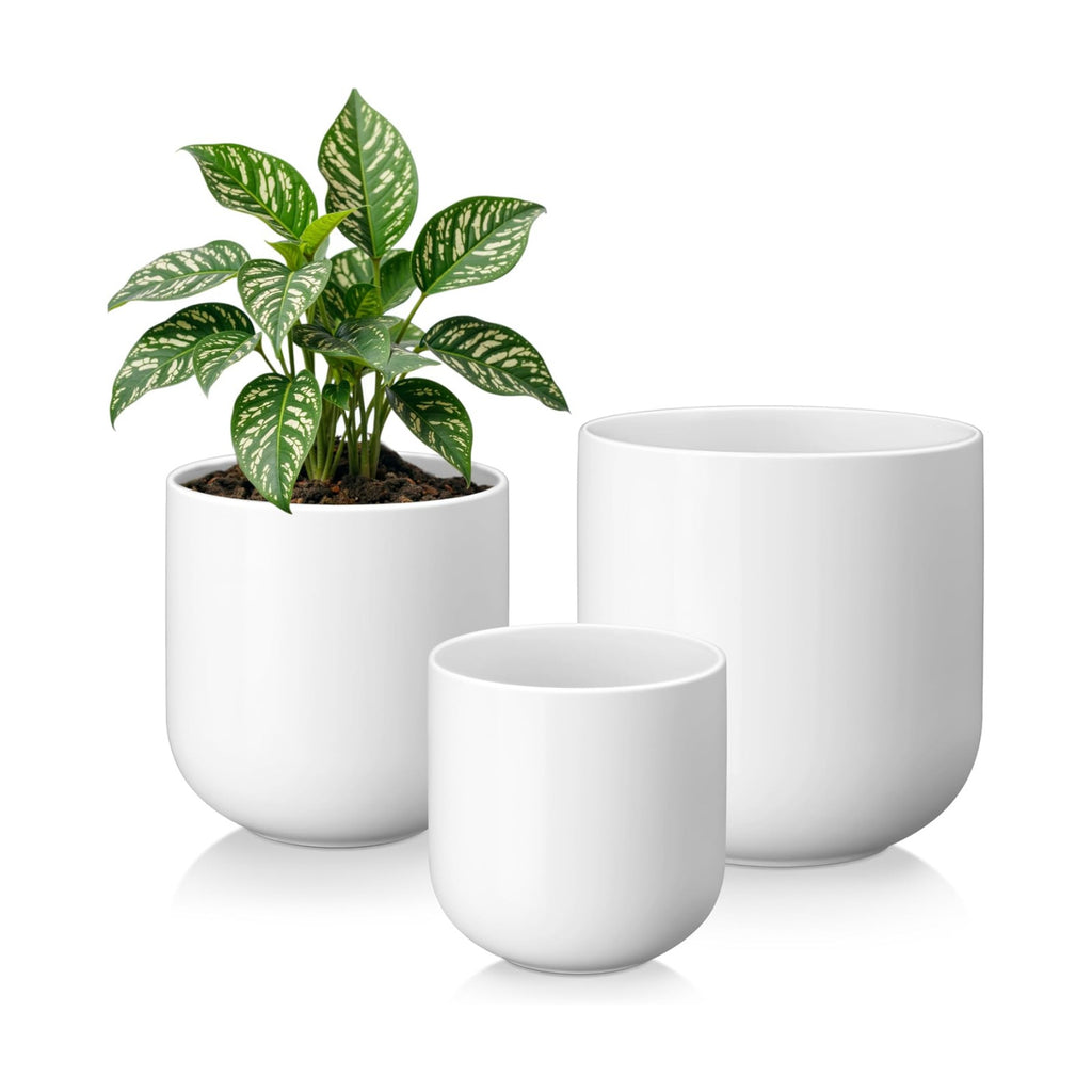 vancasso 6+8+10 inches Ceramic Plant Pots, Set of 3, Planters with Drainage Hole, Flower Pots Planters Pots for Indoor