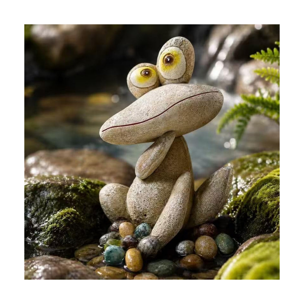 Funny Frog Garden Statue Outdoor Dec Cute Resin Animal Figurine Weatherproof for Yard Lawn Patio Garden Bed Pathway