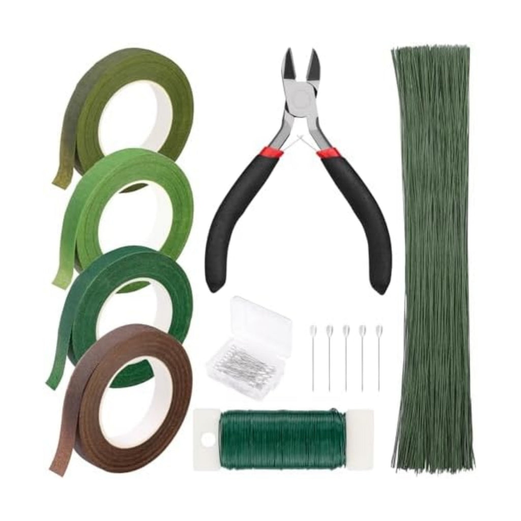 Green Floral Tape Wire Flower Arranging Tools Kit for Bouquets