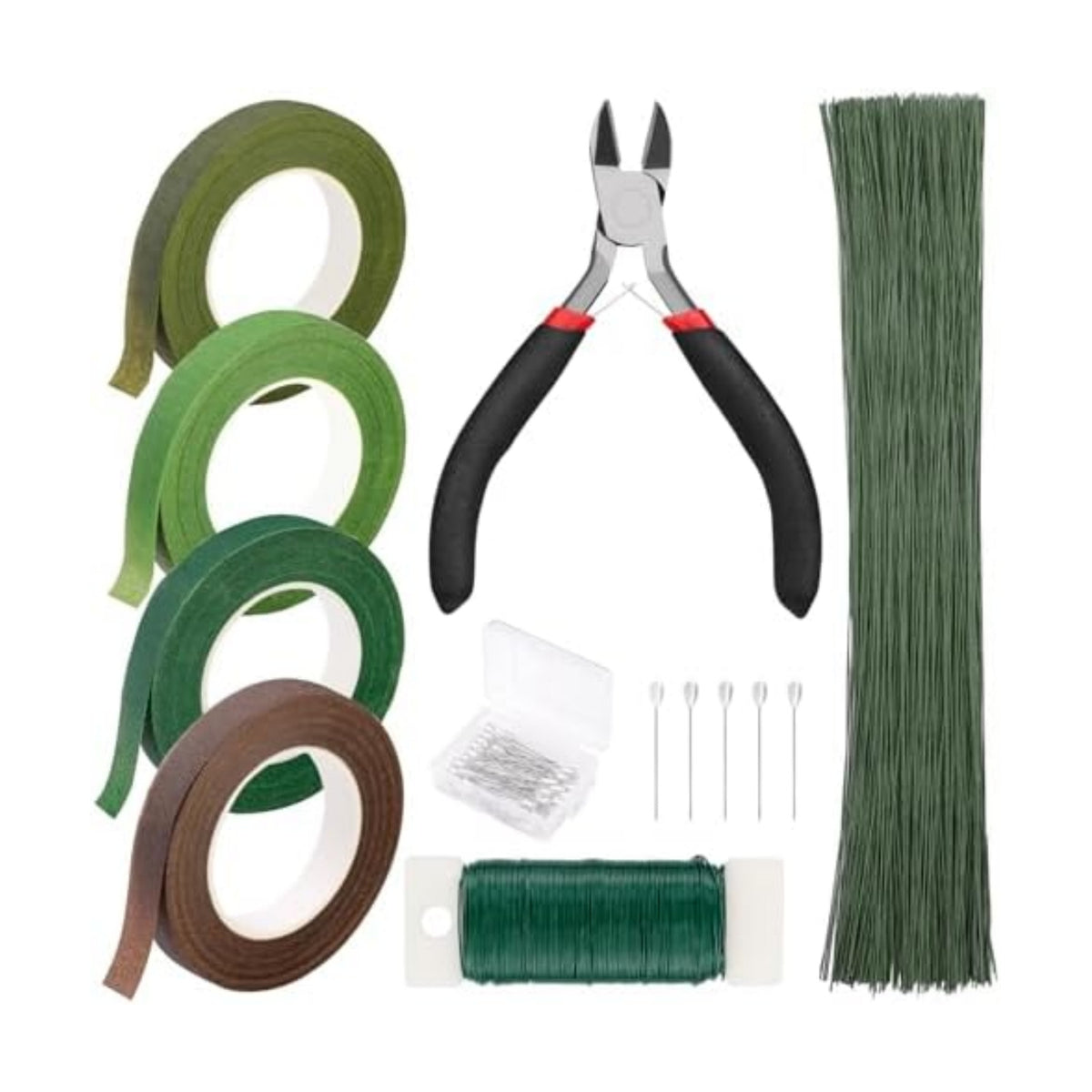 Green Floral Tape Wire Flower Arranging Tools Kit for Bouquets