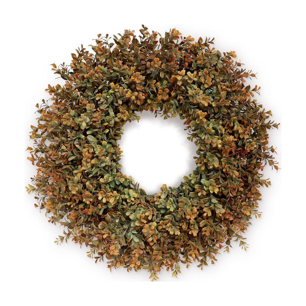 26''Large Artificial Fall Boxwood Wreath for Front Door Decor(Orange-Green)