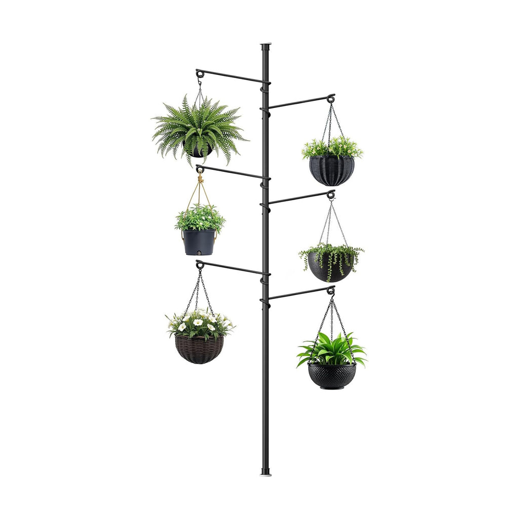 Tension Rod Plant Stand, Plant Poles for Hanging Plants Indoor, Metal Floor to Ceiling Hanging Plants Stand, Tension