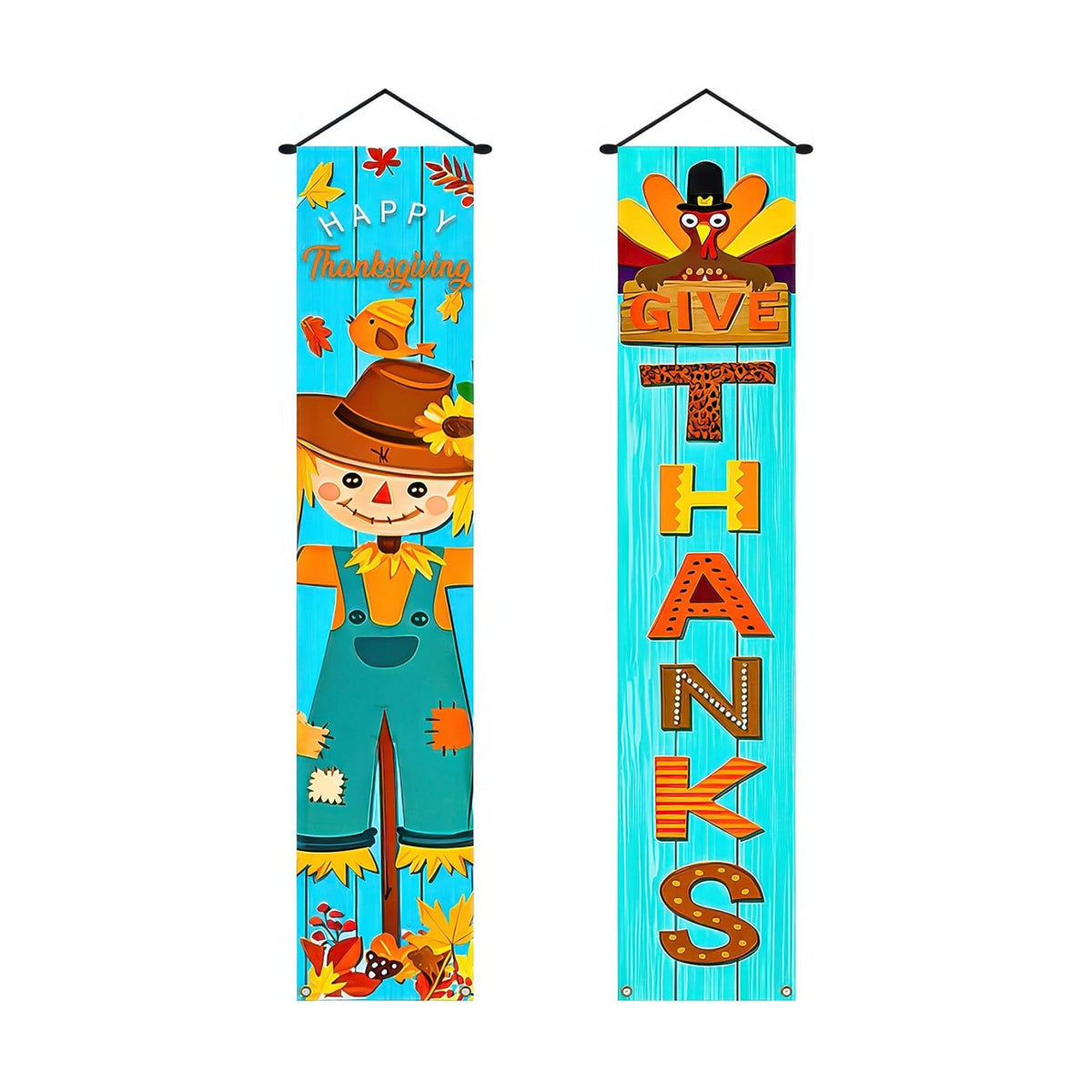 HOMETITUTE Give Thanks Porch Banner Set 12 x 71 Inch 2 Pack