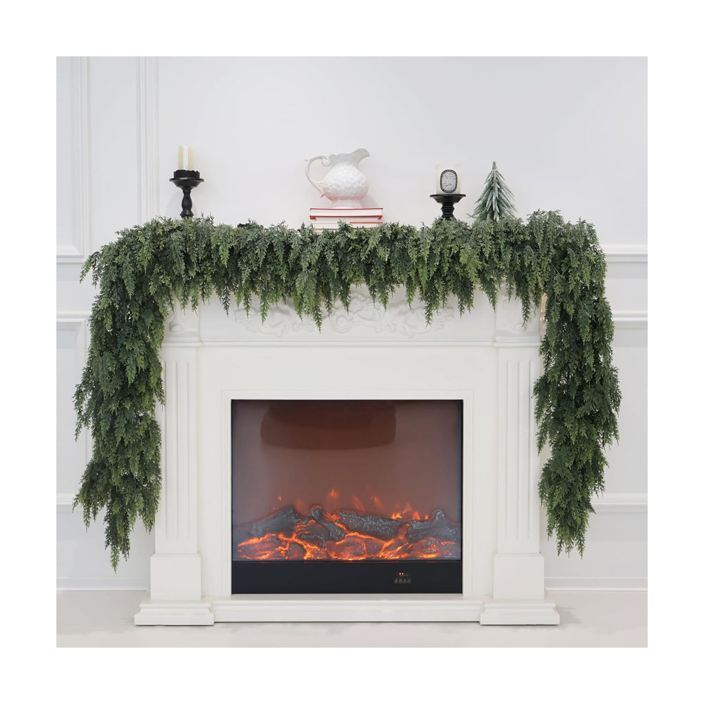 6FT Christmas Cedar Garland Real Touch Greenery for Mantle Decor