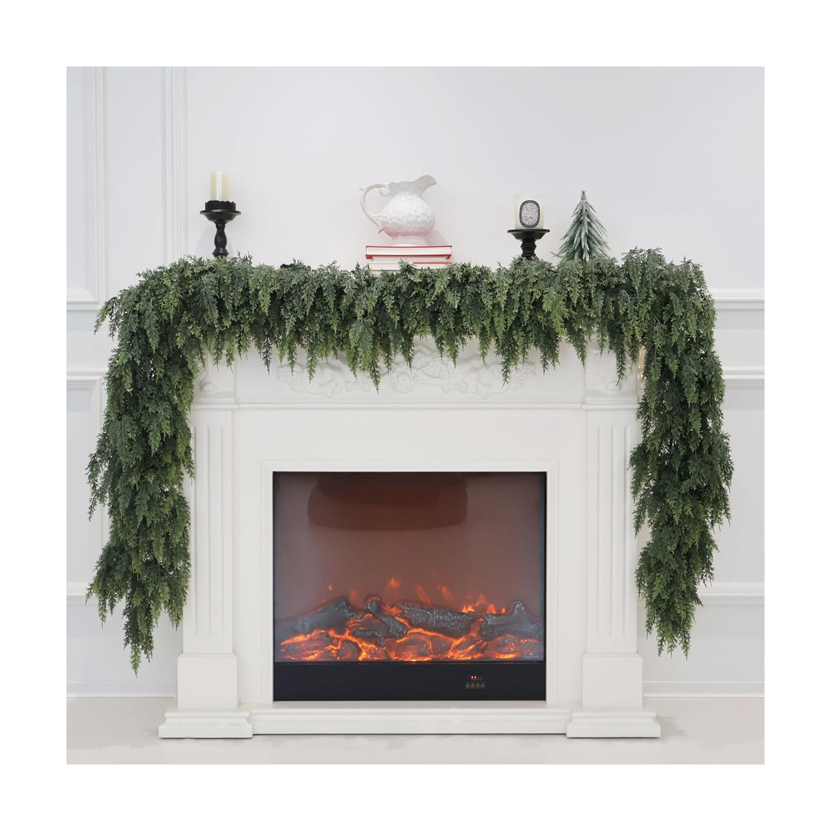 6FT 2PCS Christmas Cedar Garland Real Touch Greenery for Mantle Decor