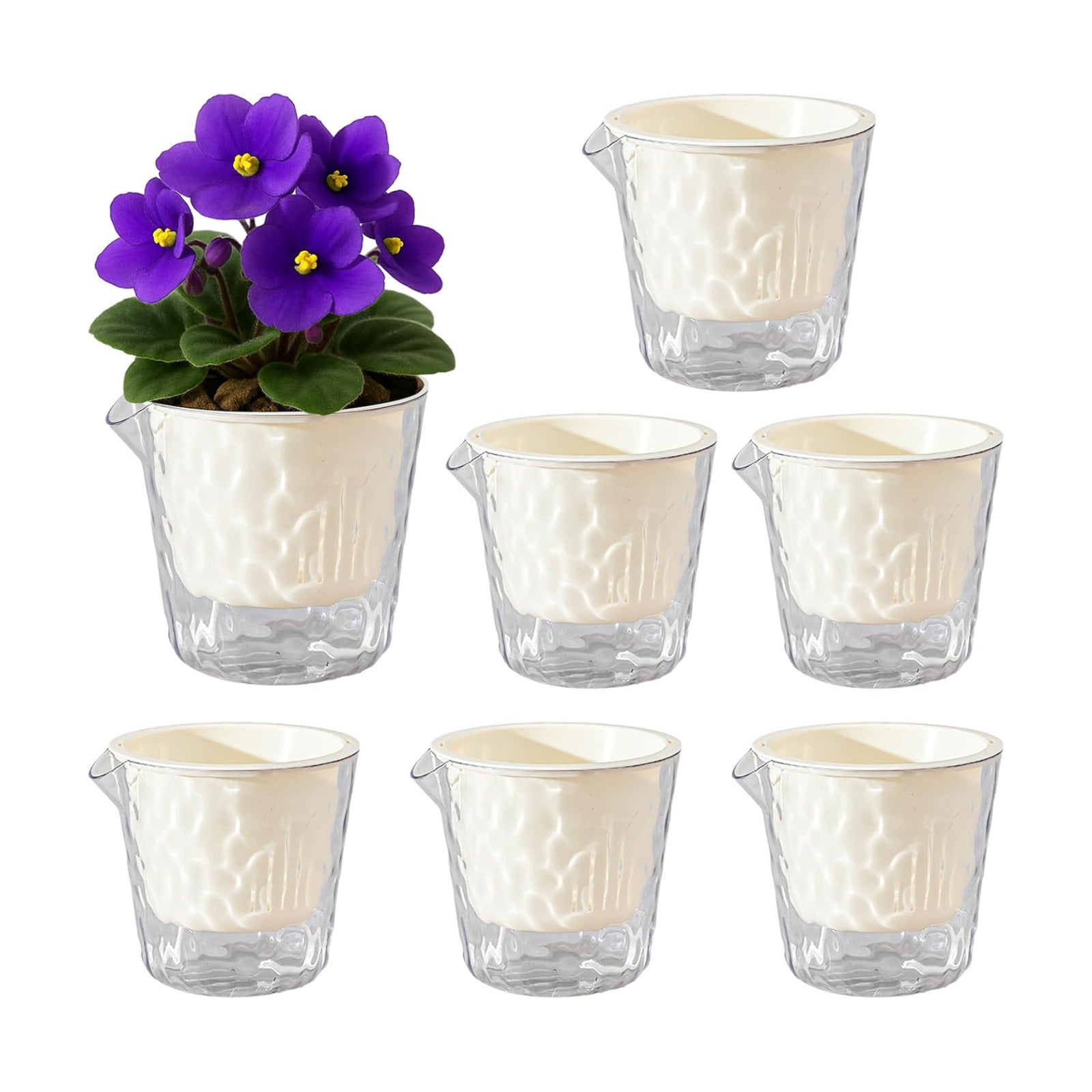 6.5 Inch Self Watering Plant Pots for Indoor Plants 6 Packs African Violet Pot, Self Watering Planters for Herb