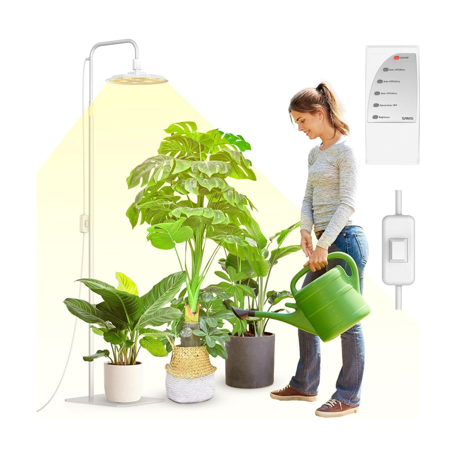 SANSI Grow Lights for Indoor Plants, 100W Full Spectrum Tall Standing | 10200LM, 240 LEDs, CRI Near 100, Adjustable