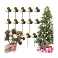 Syhood 12 Sets 7.9 Inch Christmas Ball Picks and Sprays, Green Brown Beige