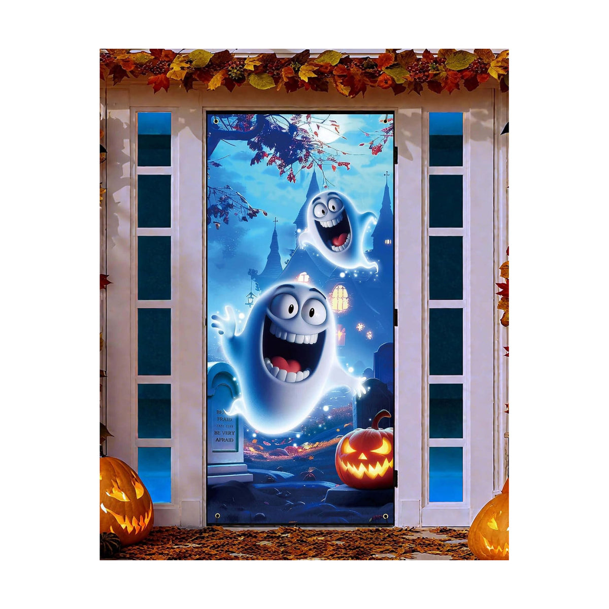 Halloween Door Cover Decor, Outdoor Party Wall Backdrop Sign