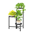 iDavosic.ly Plant Stand Indoor Outdoor, 3 Tier Metal Corner Shelf, Black | Tiered Flower Display Holder, Folding Multi
