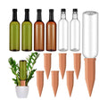 SiliFine 6 Sets Terracotta Watering Spikes,Green Clear Brown and Terracotta | 26 oz Bottles for Slow Release Watering