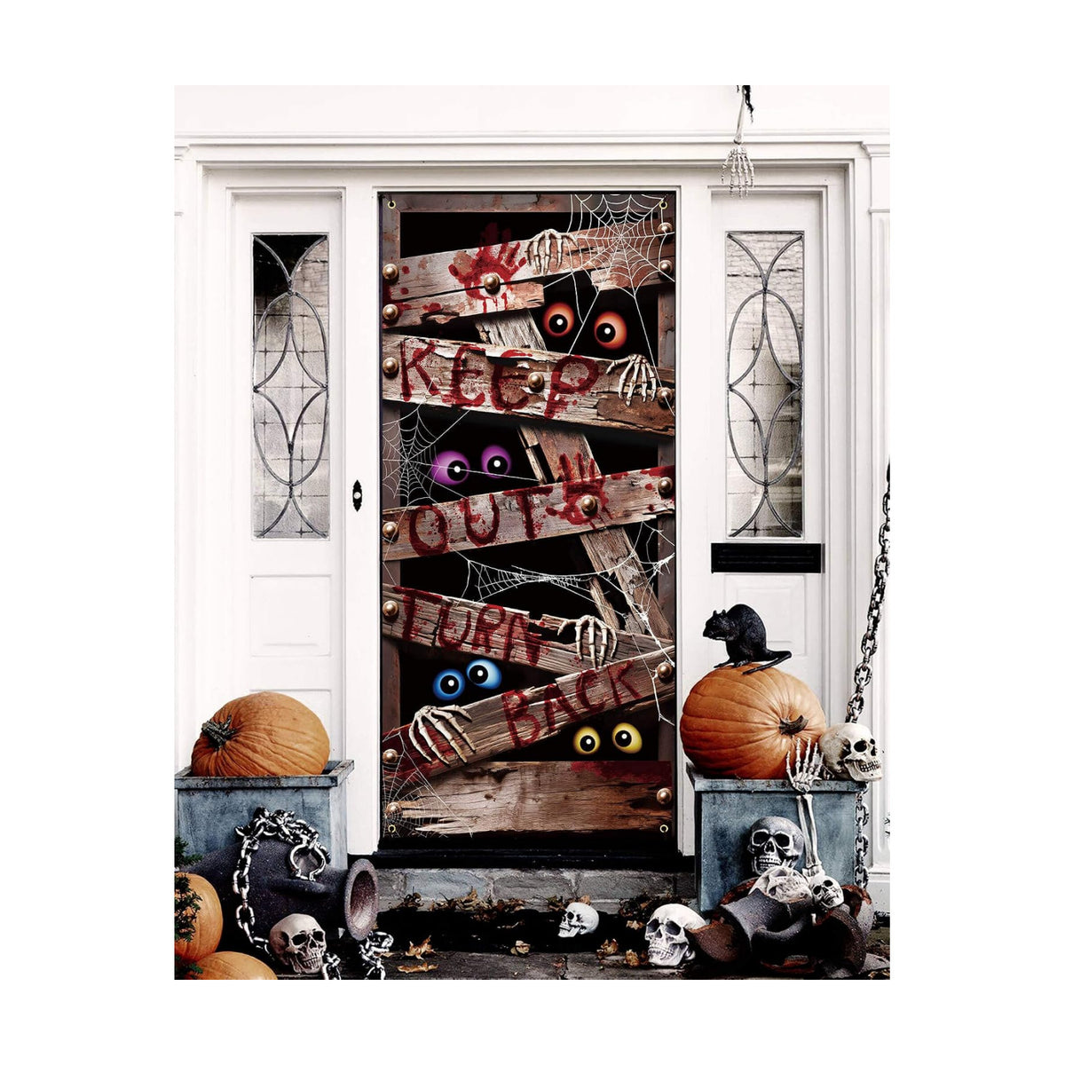Halloween Door Cover Decor, Outdoor Party Wall Backdrop Sign
