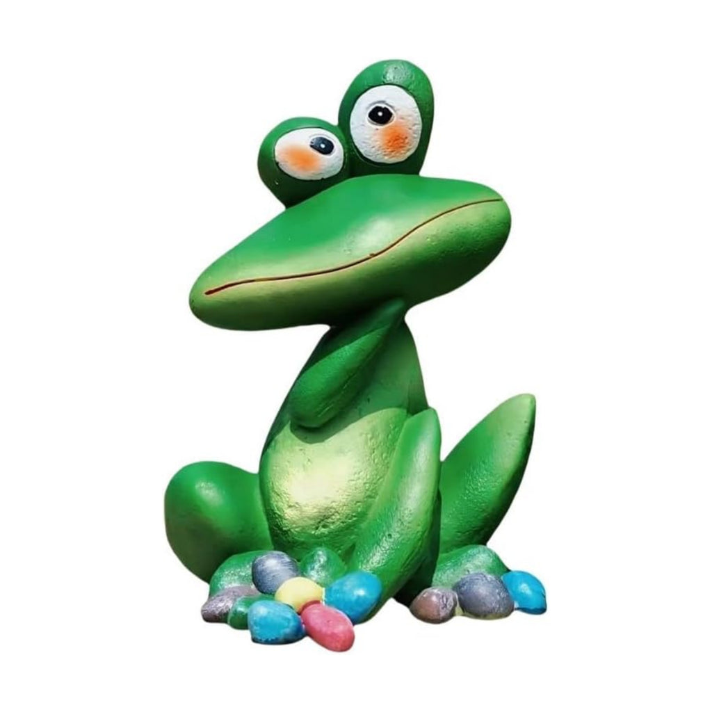 Large Outdoor Sitting Frog Statue - 9" Cute Garden Decor for Yard, Resin Animal Sculpture for Patio & Backyard