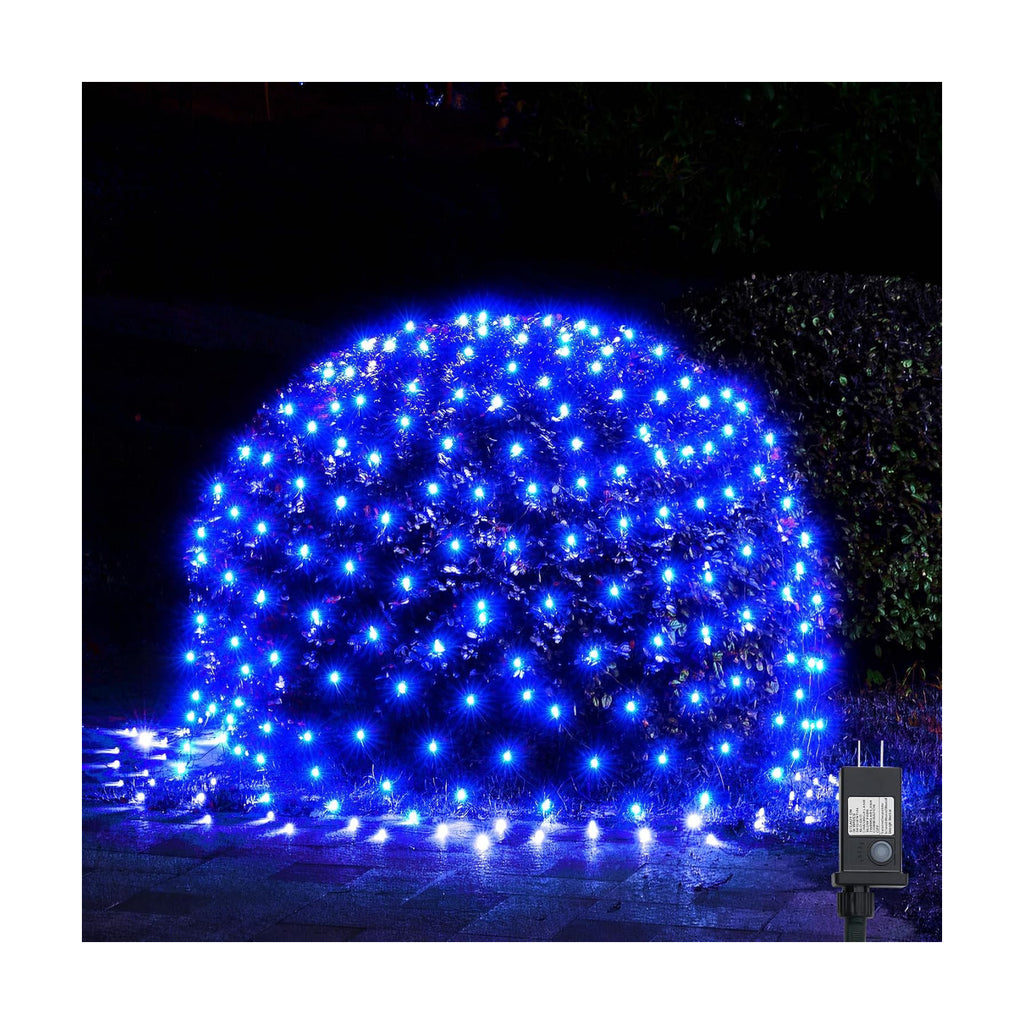 WBao Christmas Net Lights, 360LED 11.5ft x 6.9ft Christmas Lights with 8 Modes, Timer, End to End Connectable, Waterproof Design for Lawn, Bushes, Trees Outdoor Xmas Decorations, Blue