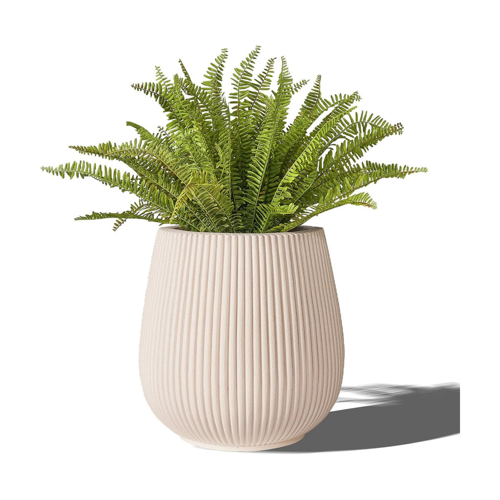 16" Pear-Shaped Fluted Planter - Handmade Fiberglass Composite | Handmade pear-shaped fluted fiberglass composite with