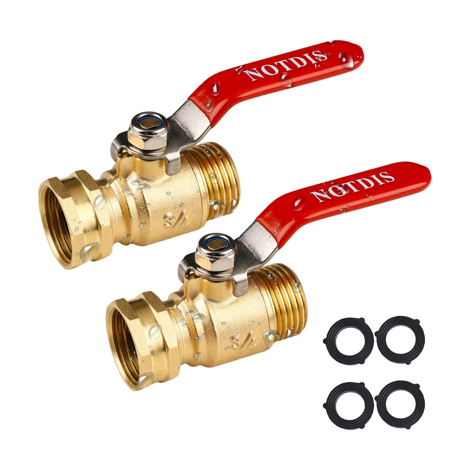 Brass Garden Hose Shut Off Valve with Full-Flow Design - Heavy Duty 3/4" GHT Connector, 304 Stainless Steel Handle - 2