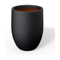 Kante Small Round Curved Black Concrete Planter 9.1" Dia, Outdoor | Rubber Plug for Indoor, Drainage for Garden