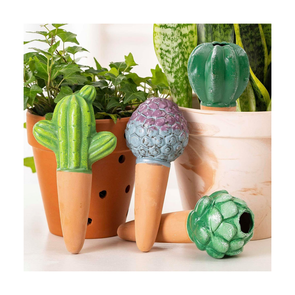 SURE YUESI 4PCS Self Watering Globes, Automatic Terracotta Watering Bulbs - Watering Spikes, Vacation Plant Watering Devices System, Plant Watering Globes for Indoor and Outdoor Plants - Cactus
