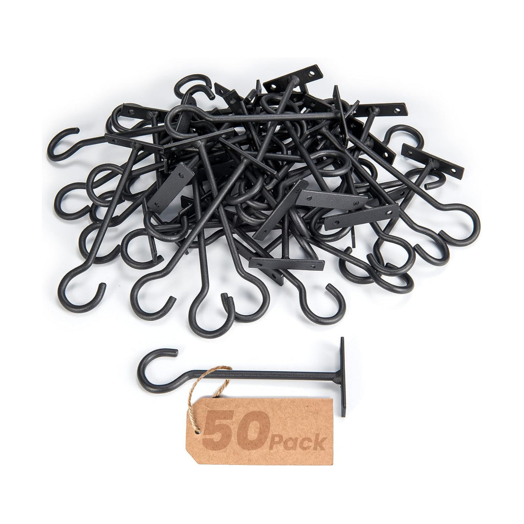 Metal Plant Wall Hooks 50Pack Bulk Hanging Brackets Indoor Black 6In | Decorative heavy duty metal hangers,for flower