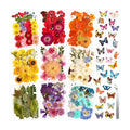 318 PCS Pressed Flowers Butterfly Stickers for Craft, Real Dried Pressed Flowers Bulk Natural Dry Flowers Floral with DIY Butterfly Stickers Tweezers for Art, Resin Mold, Candles, Soap, Jewelry Making