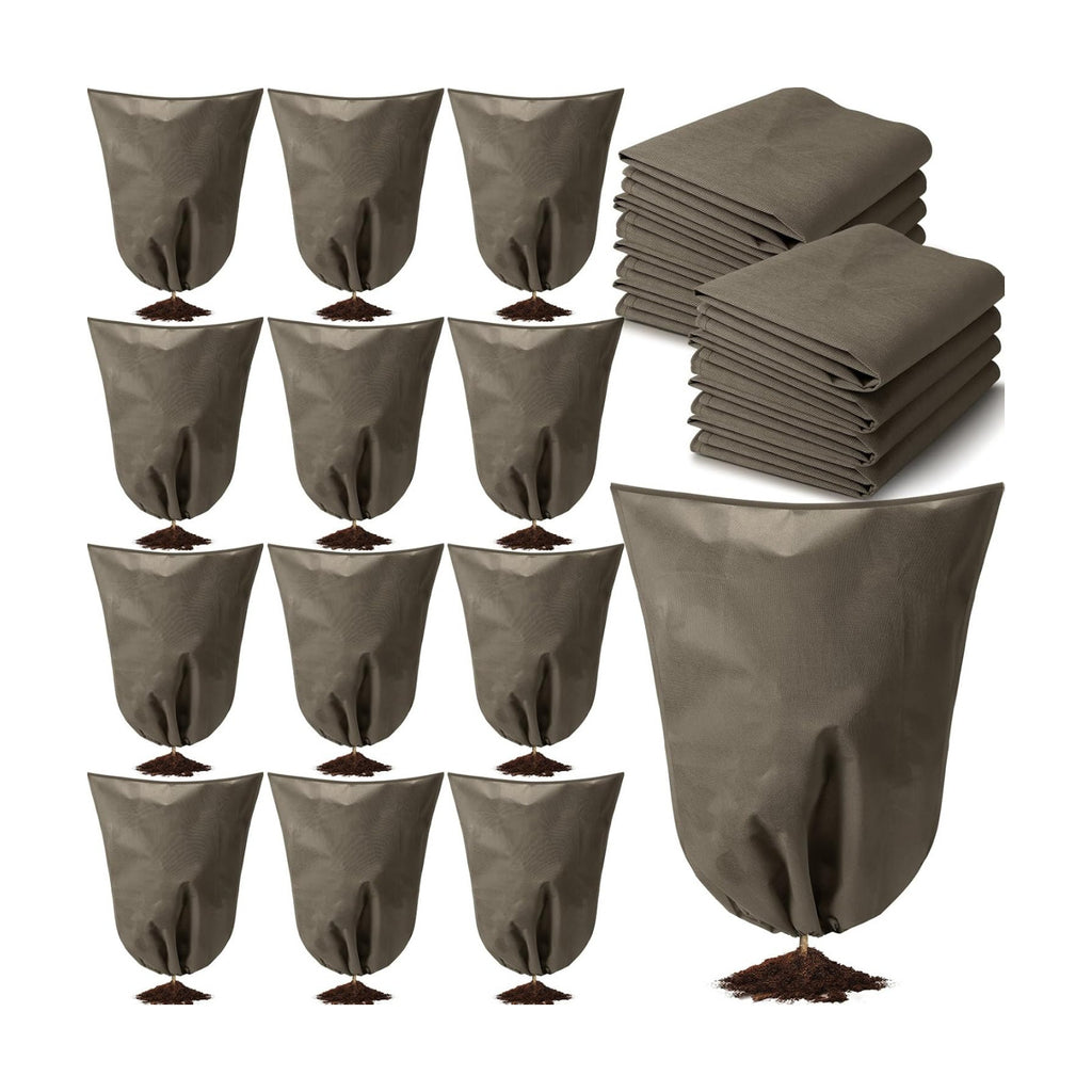 12 Packs Winter Plant Covers Freeze Protection Drawstring Tree Cover 23.62 x 31.5 in Large Reusable Frost Protection