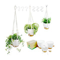 Hanging Planters with Macrame Plant Hangers for Indoor Outdoor Plants, 3 Set Hanging Baskets Flower Pots Holders