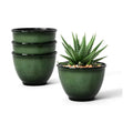 8Inch Plastic Plant Pots,4Pack Glazed Flower Pots for Indoor Outdoor Plants | Modern Decorative Ceramic Look Planters