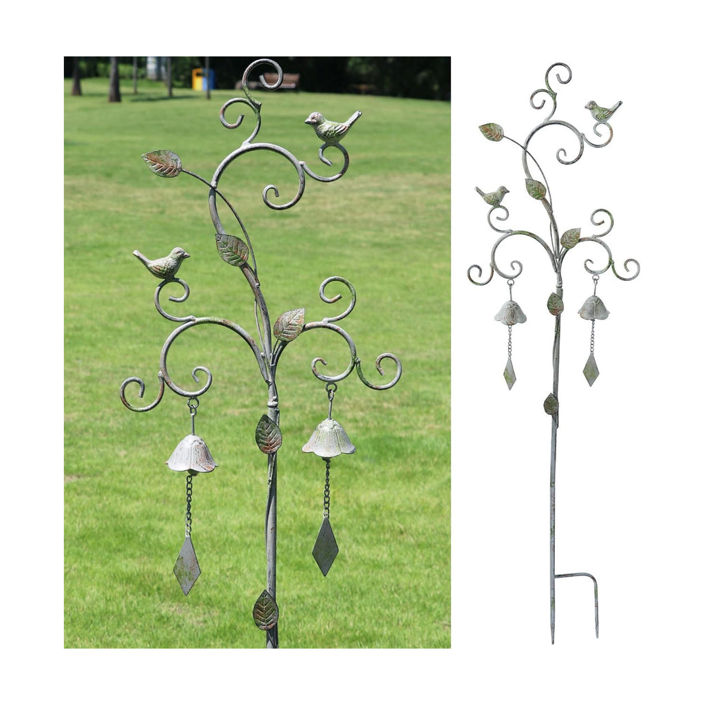 Decorative Garden Stakes for Outside,Metal Outdoor Garden Decor with Bells | 45.7"H Wind Chime Stakes for Outside,Bird