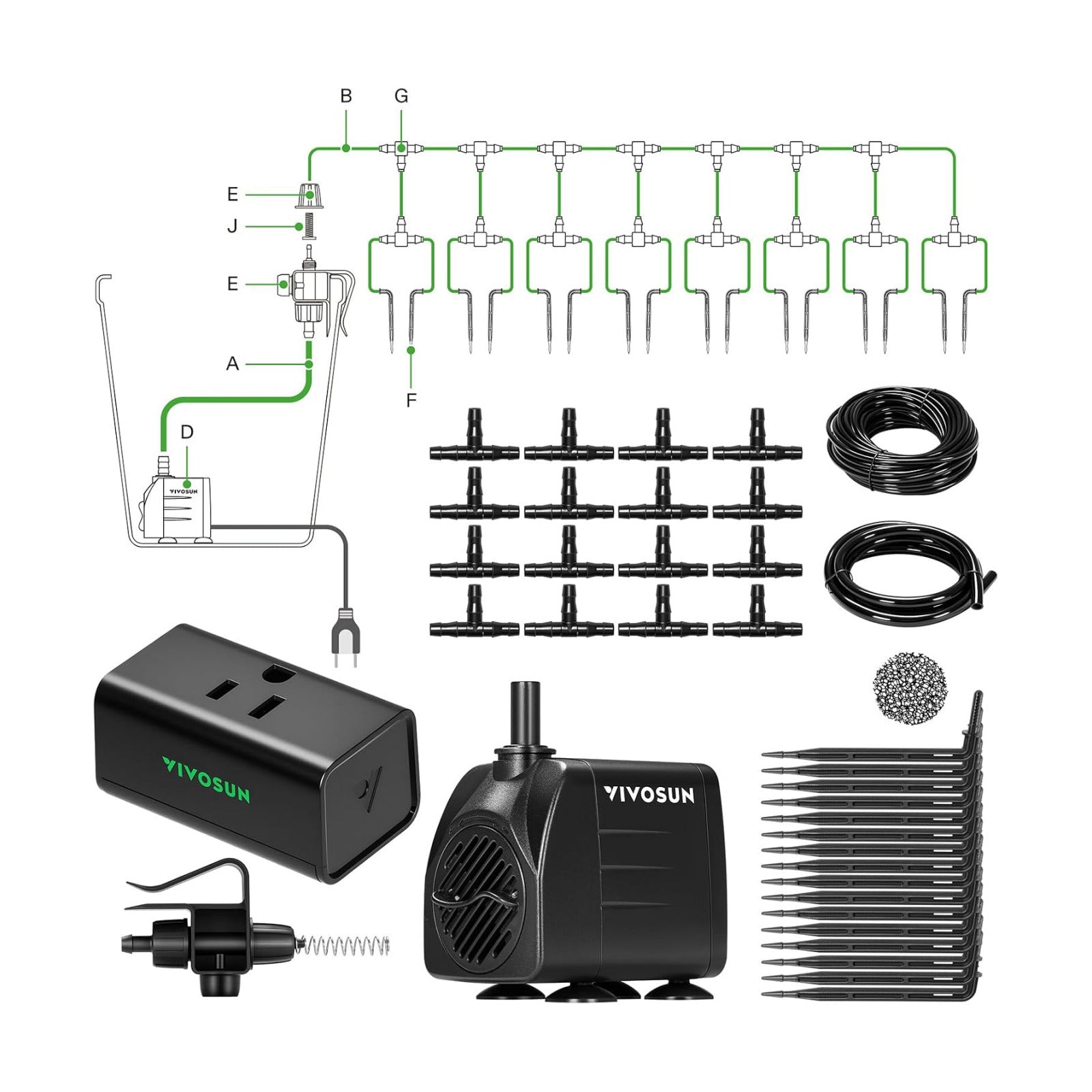 VIVOSUN Automatic Drip Irrigation Kit, Smart Watering System | 16 Drip Emitters, 4mm Fast Flow, App-Controlled, Quiet