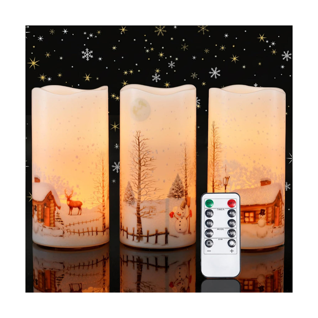 Homemory Christmas Flameless Candles, LED Pillar Candle with Remote, White