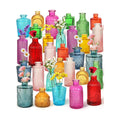 Set of 30 Colorful Glass Bud Vases Small Textured Flower Vases