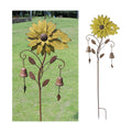 Decorative Garden Stakes,Garden Stake with Bells,Metal Flower Garden Decor | 50"H Sunflower Metal Flower Garden Stake