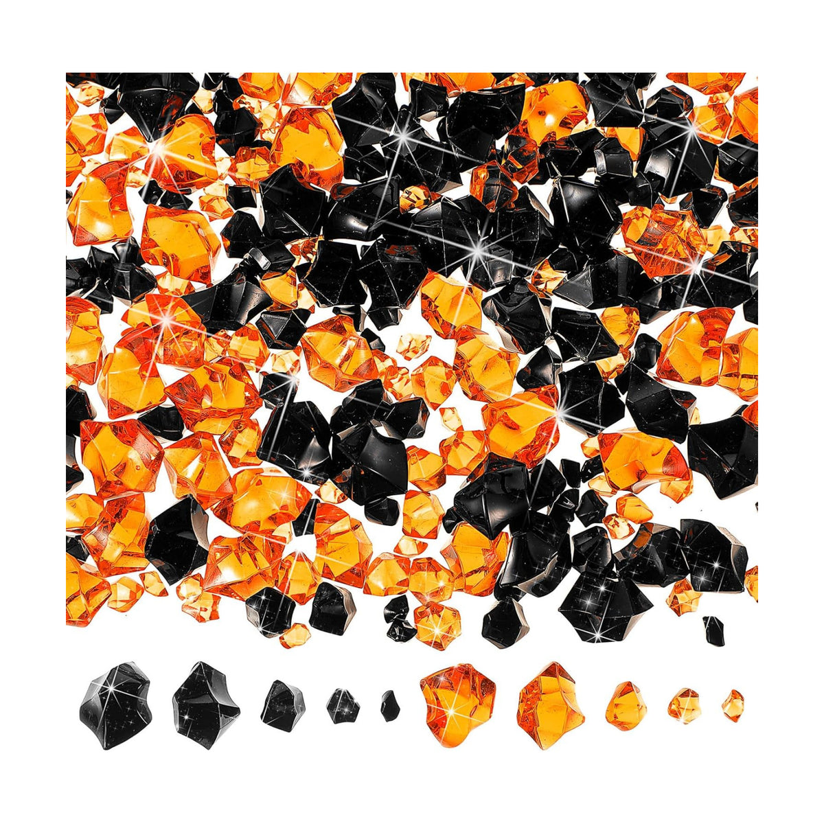 Syhood 570 Pcs Orange and Black Acrylic Gems Halloween Plastic Crystals