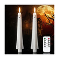 Wondise Halloween Ghost Flameless Taper Candles with Remote & Timer