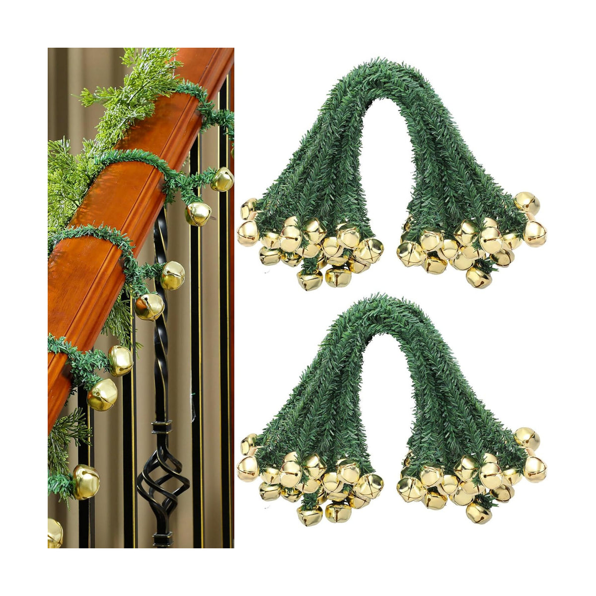 25 Pcs 20 Inch Christmas Garland Ties for Banister Bells, Gold