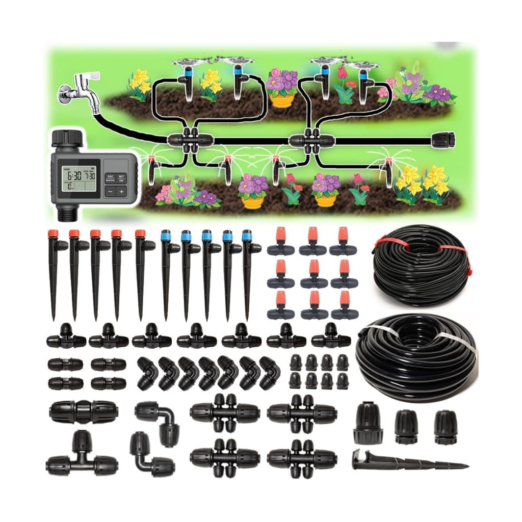 233FT Drip Irrigation System with Timer for Garden Kit Automatic Irrigation Equipment Lock Fittings Micro Drip 360
