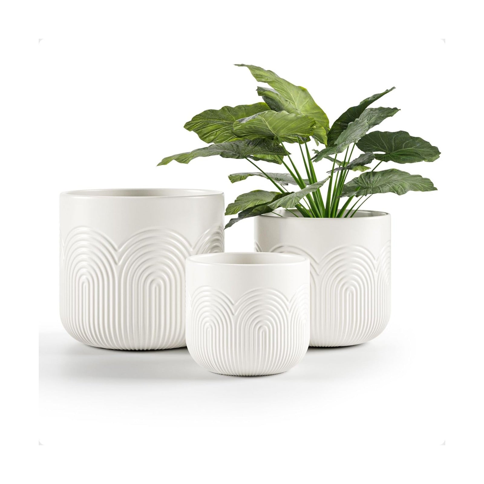 Ceramic Pots for Plants Set of 3, 6, 5, 4 Inch Diameter with Drainage Holes | Thick Durable Ceramic Pots, Plant Pots